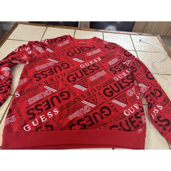 Guess Other - MENS GUESS ICONIC LOGO RED CREW SWEATSHIRT SIZE LARGE